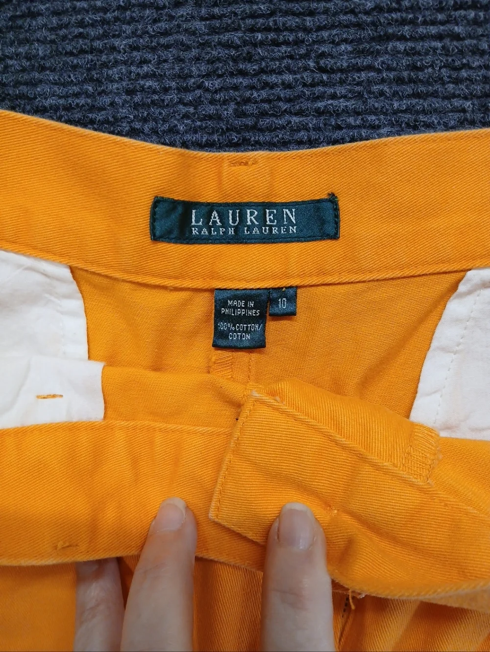 Women's LAUREN by RALPH LAUREN Sunkiss Orange Cotton Chino Shorts Sz 10 - Picture 2 of 10